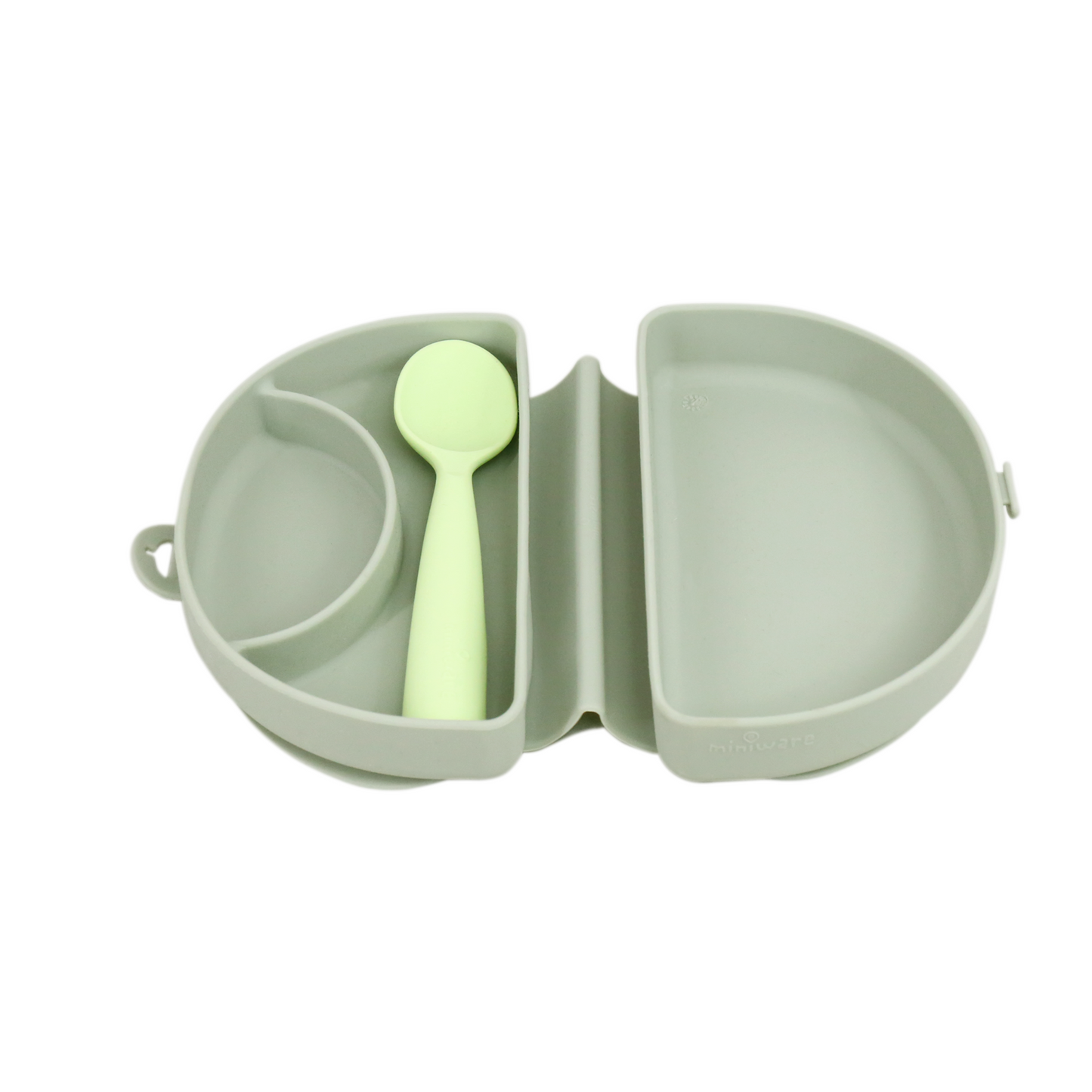 Fold & Scoop - tallrik + sked (Sage/Keylime)